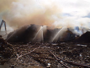 Environment Agency photo of the fire at Plevin's wood site in Hazlehead last month (June 8 2014) 